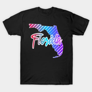 Florida Map Retrowave Style T-Shirt